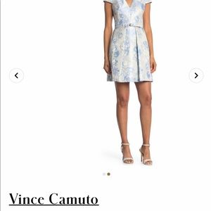 Vince Camuto blue/silver jacquard dress